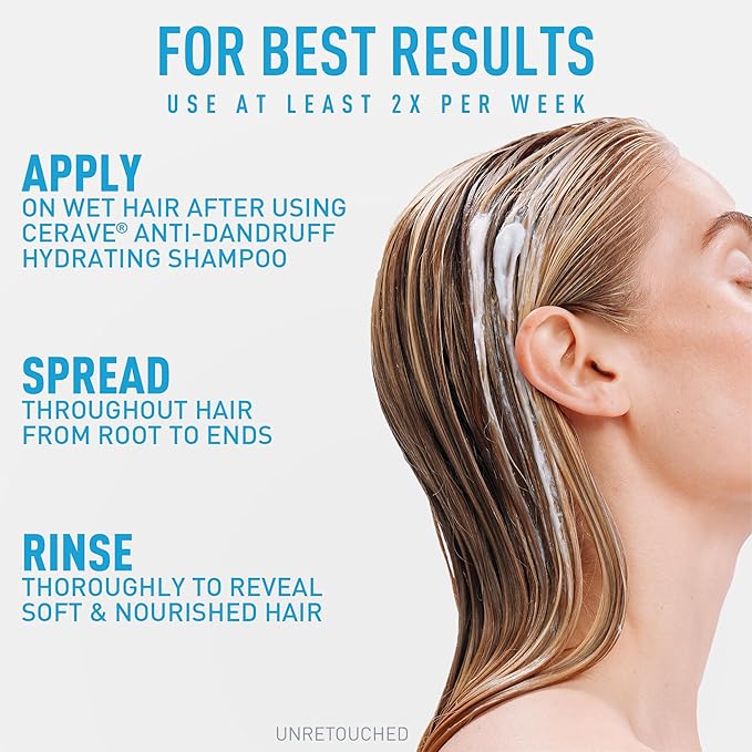 CeraVe Hydrating Anti Dandruff Conditioner, 0.5% Pyrithione Zinc Dandruff Treatment With Ceramides, Hyaluronic Acid & Niacinamide, Helps Eliminate Flakes & Reduce Itchy Scalp, Sulfate Free Conditioner