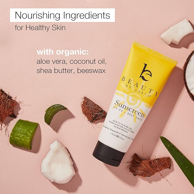 Mineral Sunscreen SPF 25 - Zinc Oxide Sunscreen, Baby Sunscreen, Kids Sunscreen, Reef Friendly Sunscreen, Sun Screen With Natural Sunscreen & Organic Sunscreen Lotion Ingredients, Zinc Sunscreen Kids