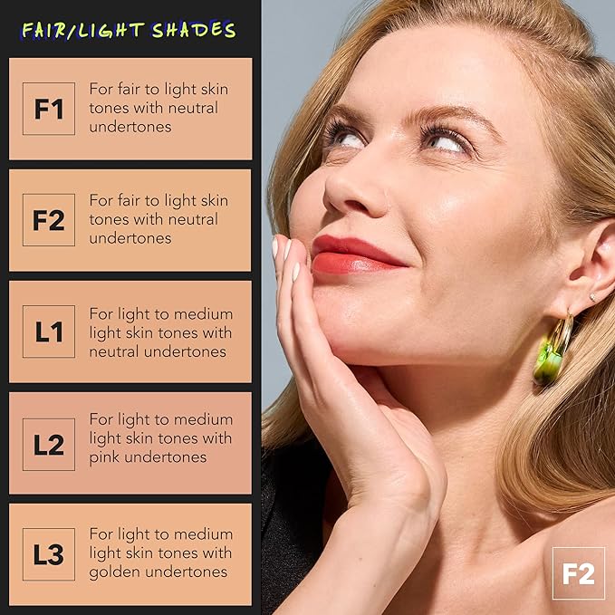 COVER FX Power Play Foundation - Shade F2 - Buildable Full Coverage - Waterproof Sweat-Proof Transfer-Proof - Natural Matte Finish - All Skin Types