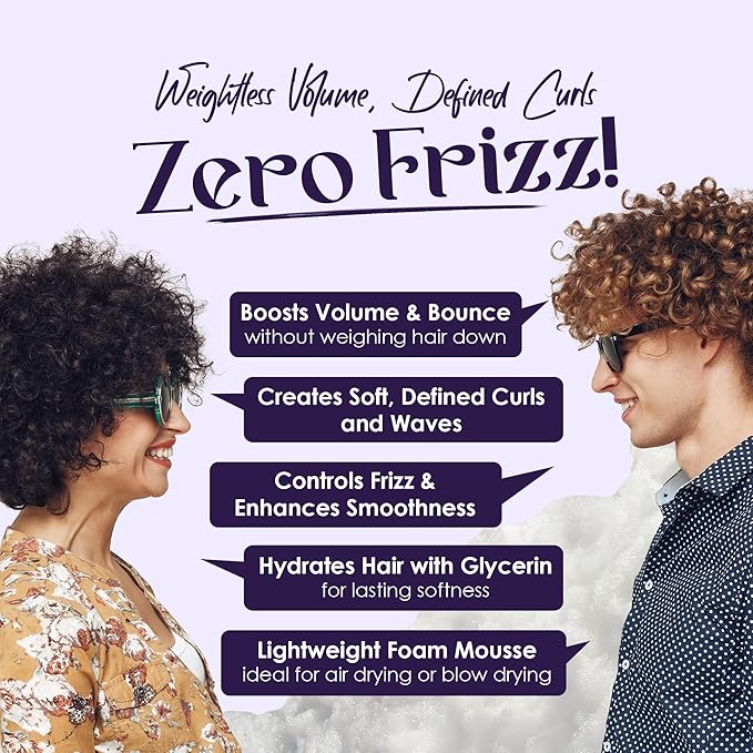 Herbishh Just Curls Weightless Hair Mousse (69g), Volumizing Mousse for Curly & Wavy Hair, Anti-Frizz Styling Foam Mousse, Flexible Hold, Hydrating & Non-Sticky, Travel-size Aerosol Product