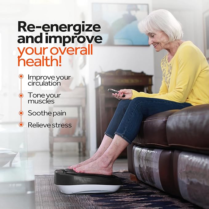 Power Legs Electric Foot Massager Machine with Remote Control, Adjustable Speed, Vibration - Calf Massager - Feet Massager for Neuropathy Pain Relief, Plantar Fasciitis, Leg Blood Circulation (Black)