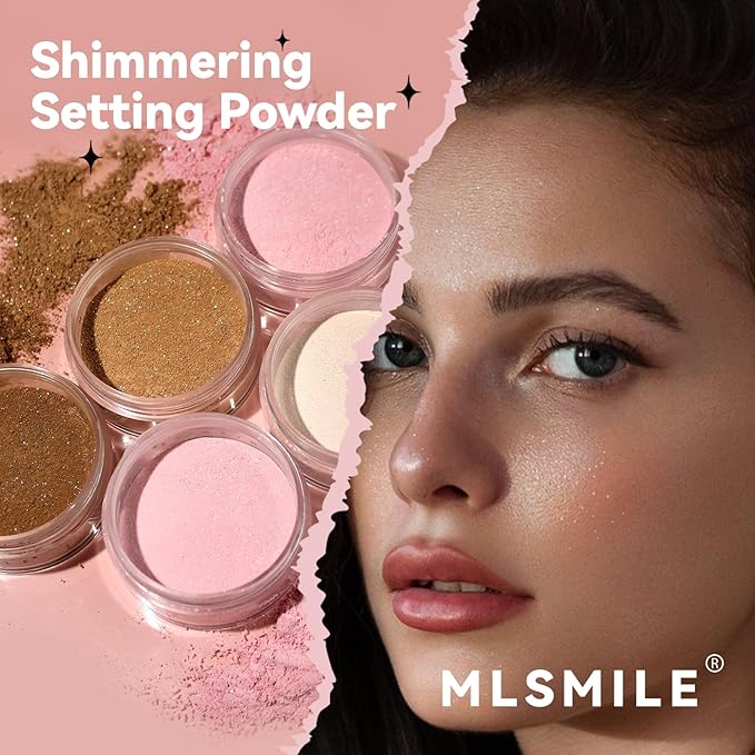 AKARY White Translucent Setting Powder, Shimmer Finishing Powder