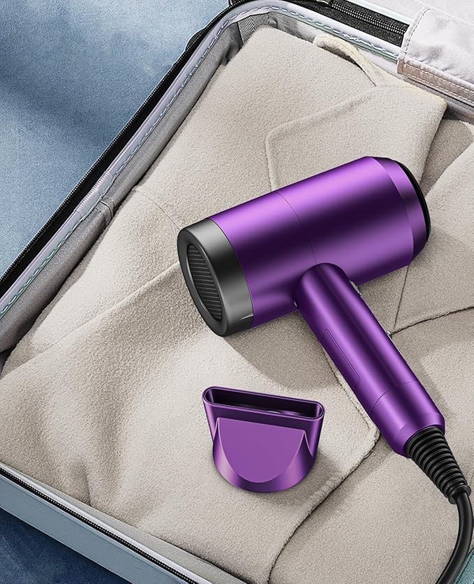 Hair Dryer with Diffuser, CONFU Ionic Blow Dryer 1600W, Portable Lightweight Fast Drying Negative Ion Hairdryer, 3 Heat Settings with Diffuser and Concentrator Nozzle for Home & Travel