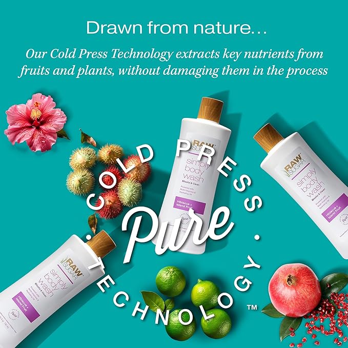 RAW SUGAR Simply Body Wash - Hibiscus + Island Fruit (25 Fl Oz, Pack of 1) Moisturizing & Soothing Bath & Shower Gel, Formulated without Sulfates & Parabens, Vegan