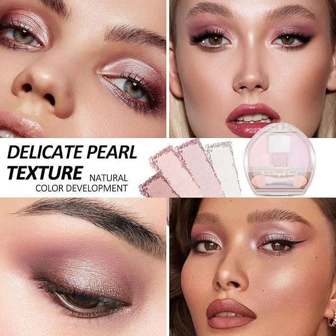 Boobeen 4-Color Makeup Palette, Highly Pigmented Glitter Eyeshadow