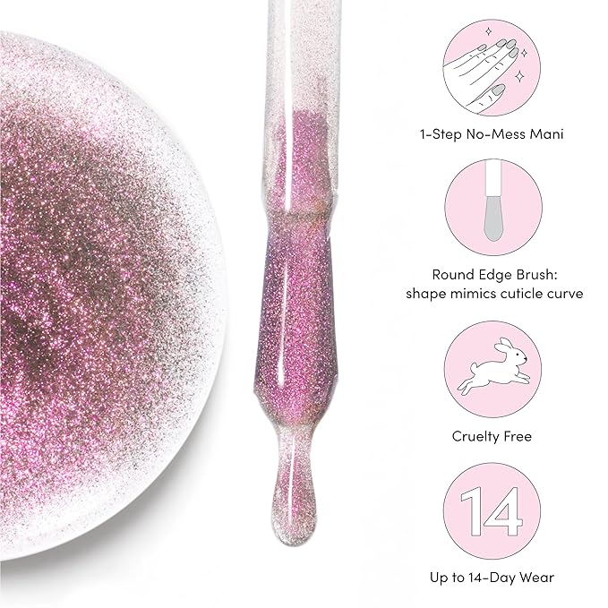 Dashing Diva One Gel Color & Magnetic Topper Duo - Smitten - Kitten & Iridescent Glitter Topper - 3-in-1 Base Coat, Nail Color & Top Coat - Gel Nail Polish Set