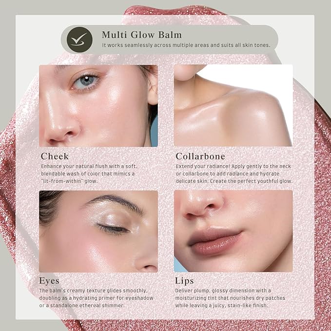 Multi Glow Balm, Cream Blush for Cheeks, Blush Balm Face Makeup, Radiant Finish, Hydrating, Creamy, Lightweight & Blendable Color, Face Makeup, 0.63 Oz