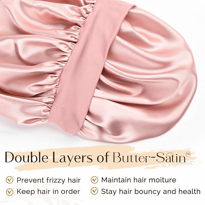 YANIBEST Silk Bonnet for Sleeping Women, Double Layer Hair Satin Bonnets with Elastic Band, Sleep Cap Curly Natural Hair