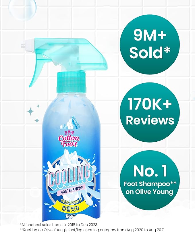 Cotton Foot - Foot Shampoo Soap (Menthol Cooling, 13fl oz*2, Pack of 2) - Refreshing Cleanse Spray, Deodorizing Foot Care Wash. Foaming Wash, Easy to Use