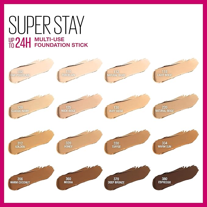Maybelline New York Super Stay Foundation Stick for Normal To Oily Skin, Warm Coconut, 0.25 Ounce
