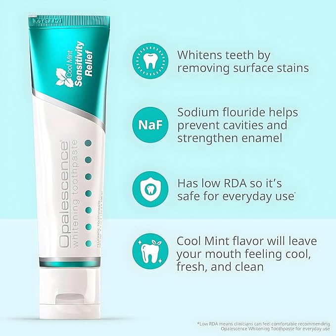 Opalescence Whitening Toothpaste for Sensitive Teeth (6 Pack) - Oral Care, Mint Flavor, Gluten Free - 5167-6