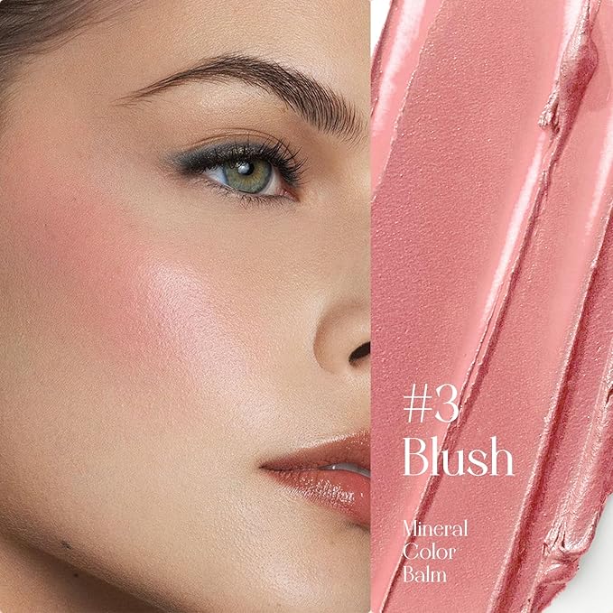 Mineral Color Balm, SPF 35 Multi Color Stick for Lips, Cheeks& Eyes, Blendable Creamy Lightweight Formula, Buildable Shimmer Finish, Multiuse Makeup Stick, Blush