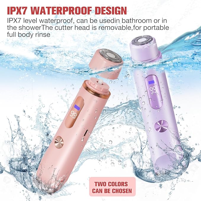 Bikini Trimmer for Women Electric Razors for Women Women's Electric Razor 2 in 1 Shaver Pubic Hair Trimmer Ipx7 Waterproof Wet Dry Use Bikini Shaver for Ladies Pubic, Legs, Face, Underarms (Pink)