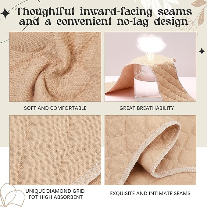 Boyiee 9 Pcs Cotton Bra Liners 3 Layer Reusable Washable Under Breast Sweat Absorber Pads for Woman