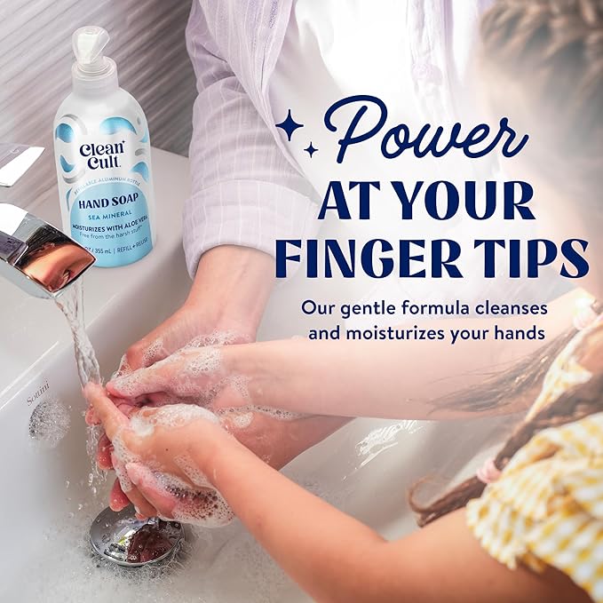 Cleancult - Liquid Hand Soap Refills - Sea Minerals - Gentle On Sensitive Skin - Made with Aloe Vera & Essential Oils - Eco Friendly - Paper-Based Packaging - 32 oz/3 Pack