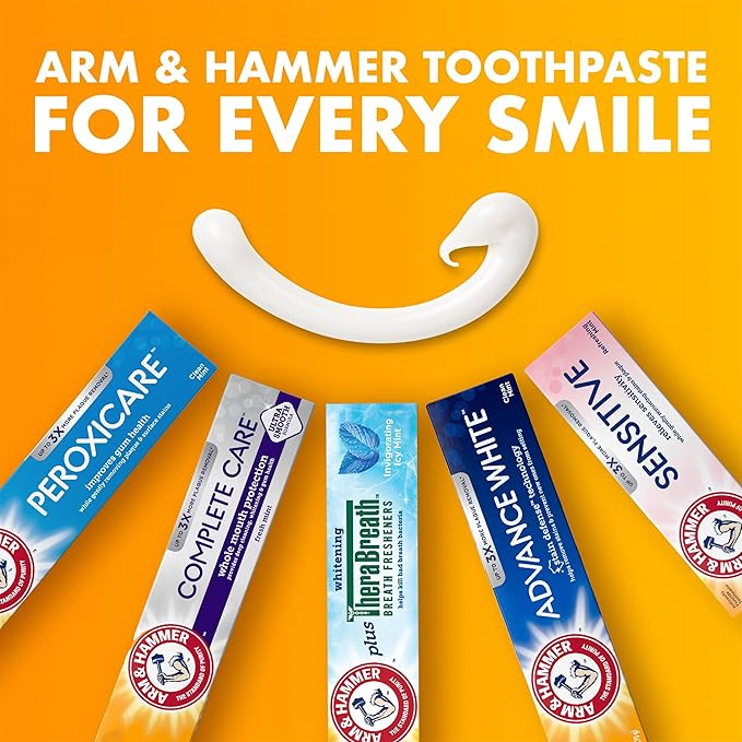 ARM & HAMMER Toothpaste Plus TheraBreath Breath Fresheners, Invigorating ICY Mint Flavor, Whitening Anticavity Fluoride Toothpaste for Bad Breath, 5.5 Oz (Pack of 2)