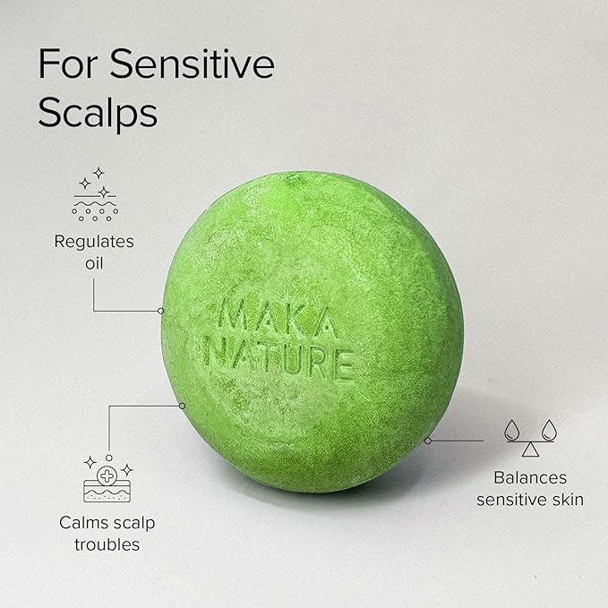 Maka Nature Low-Carbon Shampoo Bar | Korean K-Beauty Haircare with Natural Ingredients for Scalp & Hair Types | Vegan, Eco-Friendly, pH balanced, 3.35oz (Rosemary)