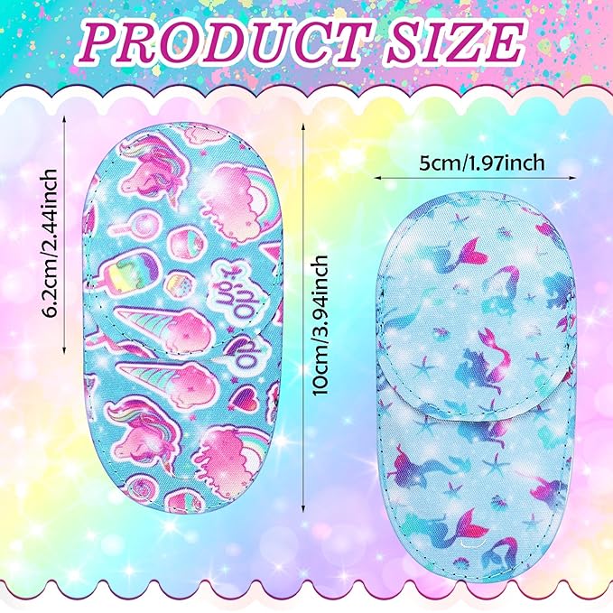 Newcotte 12 Pcs Eye Patch for Kids Girls Boys Reusable Eye Patch for Glasses over the Lens Colorful Eye Patch Toddler Eye Patch Adorable Kids Eye Patches Assorted Eye Patch Cover (Mermaid)