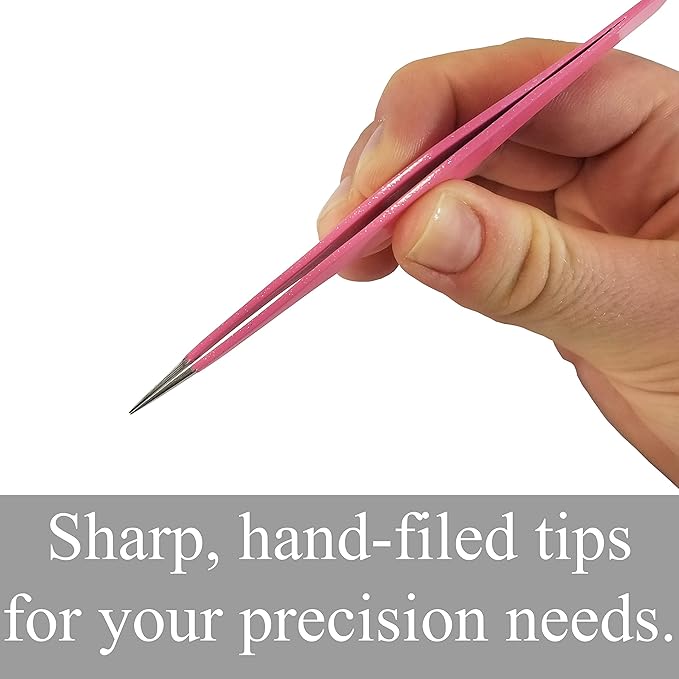 Ingrown Hair Tweezers by Zizzili Basics - Surgical Grade Stainless Steel Fine Pointed Tweezers - Precision Aligned Tips for Splinter, Eyebrow & Facial Hair Removal - with Bonus Tip Guard & Carry Pouch