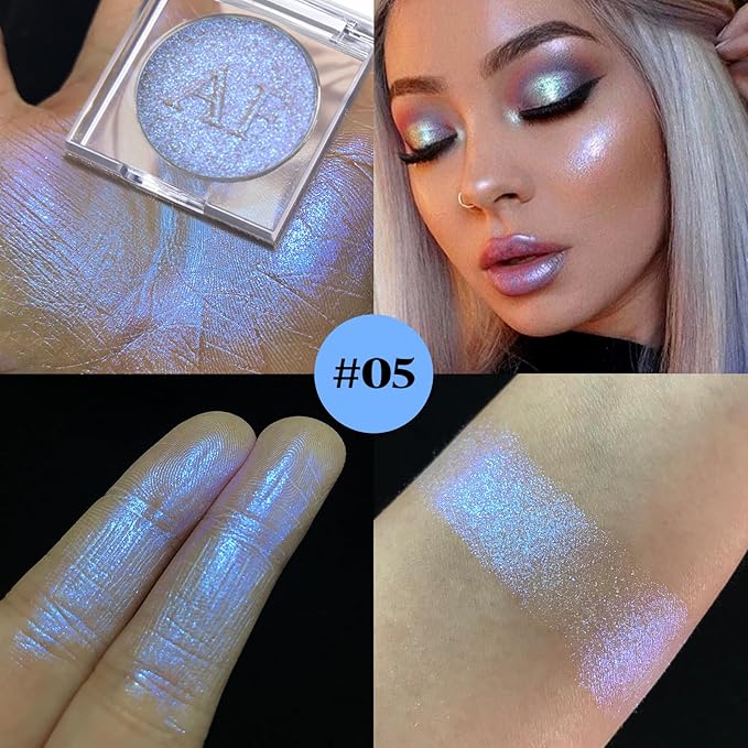 Duochrome Face Highlighter Makeup, Chameleon Holographic Highlighter Mineral Highlighting, 05