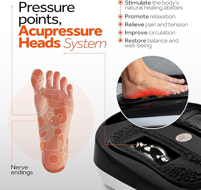 Power Legs Electric Foot Massager Machine with Remote Control, Adjustable Speed, Vibration - Calf Massager - Feet Massager for Neuropathy Pain Relief, Plantar Fasciitis, Leg Blood Circulation (Black)