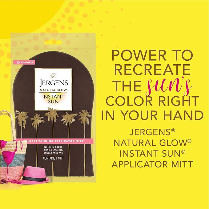 Jergens Natural Glow Body Applicator Mitt, Flawless, Streak-free Tanning Blender Glove, Reusable Tanning Mitt Protects Hands, Deep