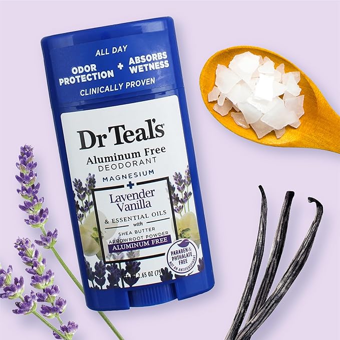 Dr Teal's Aluminum Free Deodorant, Lavender Vanilla with Essential Oils, 2.65 oz (Pack of 3)