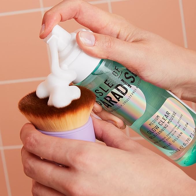 Isle of Paradise Glow Clear Self-Tanning Mousse, Medium (Golden Glow) - Red Cancelling and Color Correcting Tanning Foam, Vegan and Cruelty Free, 6.76 Fl Oz