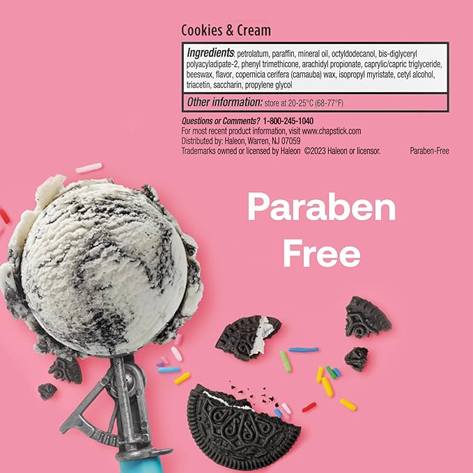 ChapStick Ice Cream Social, Party Favor Lip Balm Pack - Cookies & Cream - 0.15 Oz x 12 Sticks