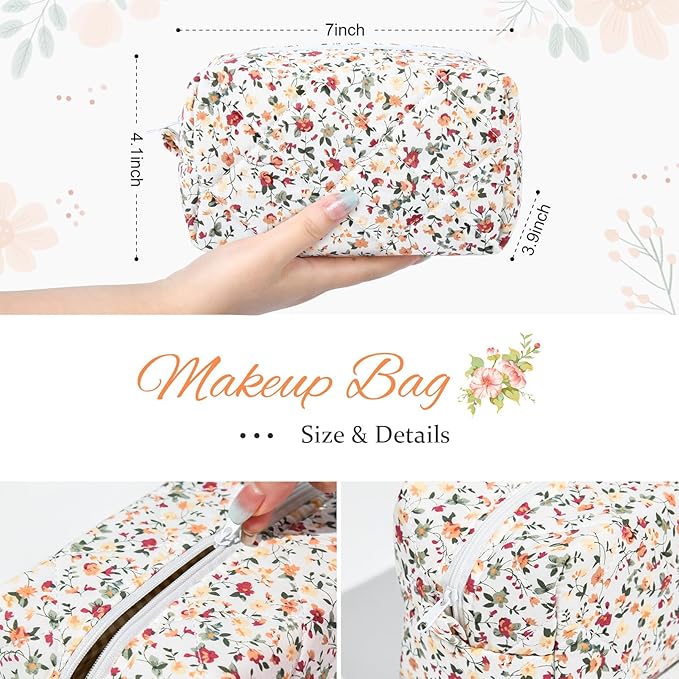 Soidram floral makeup bag quilted