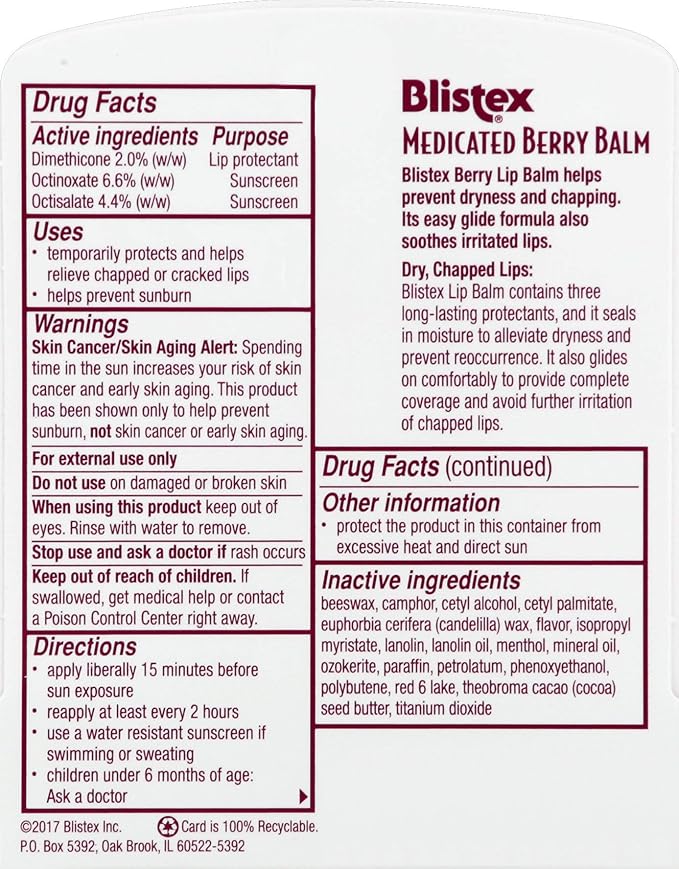 Blistex Medicated Lip Balm, Berry, .15-Ounce