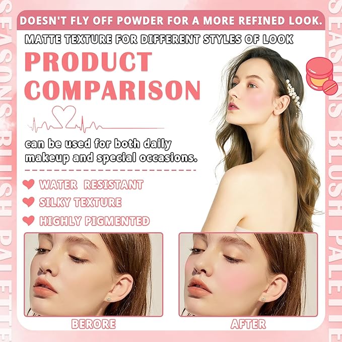 Matte Contour Blush Stick for Cheeks and Face - Buildable Shimmer Facial Blusher Shades - Blendable Cosmetic Makeup 02