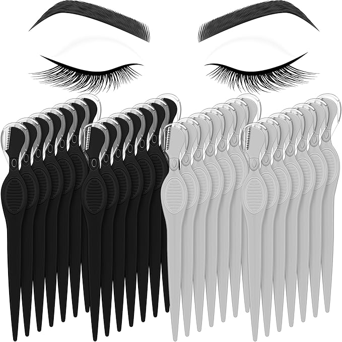 Mudder 28 Pcs Eyebrow Razor Knife Shaver Trimmer Shaver Multipurpose Exfoliating Tool Facial Hair Removal for Women Valentine Gift Giving(Black,Gray)