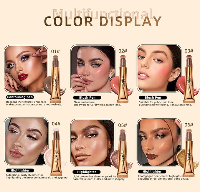 MAEPEOR Liquid Highlighter Stick Golden Cream Liquid Highlighter (6# Golden)