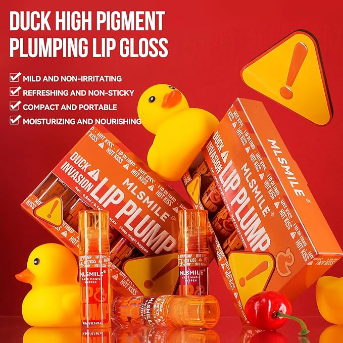 6 Colors Duck Lip Plumper Gloss,High Pigment Plumping Lip Gloss,Hydrating Lip Glow Oil, Lip Balm for women, Vegan Lip Makeup,Lip Stick Set for Women.Lip Care Oil Set.
