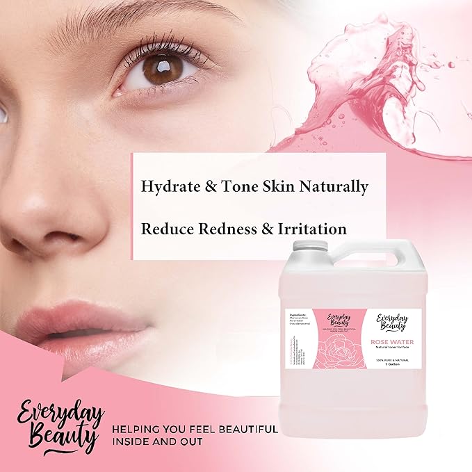 Rose Water Facial Toner Bulk - 1 Gallon Alcohol-Free Vegan All Natural Refreshing for Face and Hair - Uplifts, Calming & Soothing for All Skin Types
