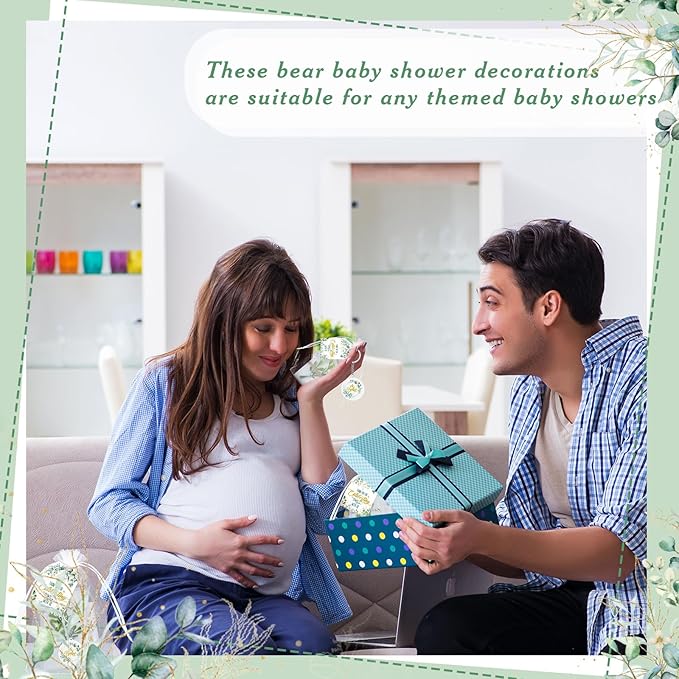 60 Sets 360 Pcs Lip Balm Soap Keychain Favors Eucalyptus Greenery Baby Shower Favors with Organza Bag Gift Card Faux Eucalyptus Greenery for Baby Shower Gift Gender Reveal Guest Prize