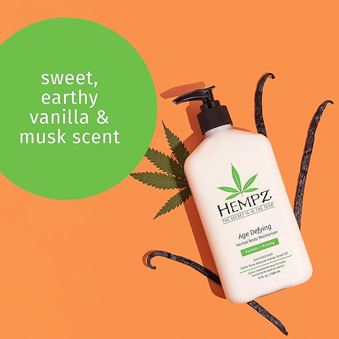 Hempz Age Defying Body Moisturizer, 17 Fl Oz, 2 Pack Bundle - Daily Herbal Moisturizer, Shea Butter Anti-Aging - Body Lotion, Hemp Extract Lotion - Skin Care Products, 100% Pure Organic Hemp Seed Oil
