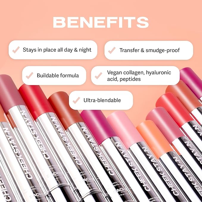 Sacheu Cheek STAY-N Liquid Blush for Cheeks — High Pigment, Buildable, Lightweight Cream Blush Infused With Squalane, for Dewy & Radiant Flushed Cheeks — Long-lasting & Cruelty Free, I'm Playful