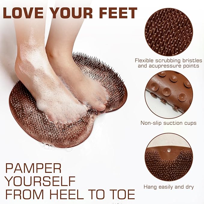 Shower foot scrubber mat back