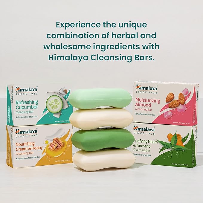 Himalaya Refreshing Cucumber Cleansing Bar, Face and Body Soap for Soft Skin, 4.41 oz, 6 Pack