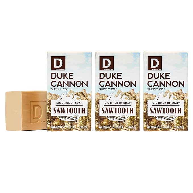 Duke Cannon Big Brick of Soap for Men - Sawtooth, Alpine Air and Cedarwood Scent, 10 oz (Pack of 3)