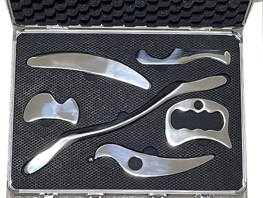 Gua sha Set, IASTM Tool Gua Sha Stainless Steel Muscle Scraper Set of 6 Picese for Soft Tissue Therapy and Reduce Arms,Legs,Back, Shoulder Muscle Pain(6HXIAO pcs)……