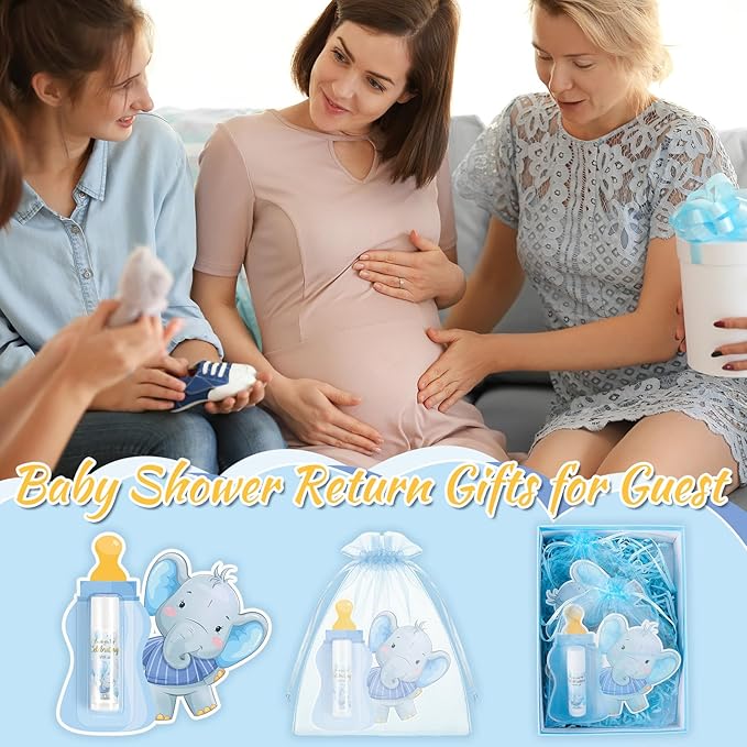 24 Set Baby Shower Lip Balm Bulk Baby Shower Party Favors Baby Shower Gifts for Guests Elephant Themed Decorations Natural Flavored Lip Moisturizer Lip Care Products for Girls Women Kids