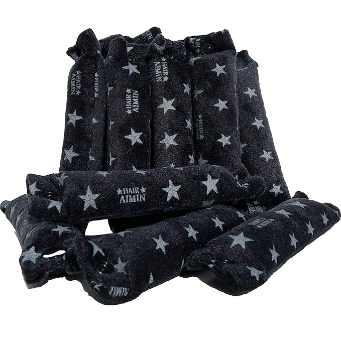 Aimin Hair Heatless Hair Curlers No Heat, Heatless Curls Overnight Blowout Rods, No Heat Hair Curlers To Sleep In, Soft Flexi Rods For Long Hair, Thick Curling Rod Styling Tools(20pcs star black)