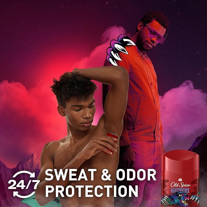 Old Spice Aluminum Free Deodorant for Men, 24/7 Odor Protection, 24/7 Freshness & Lasting Scent, Goes on Clear, NightPanther with Rich Warm Scent, 2.6 oz (Pack of 6)