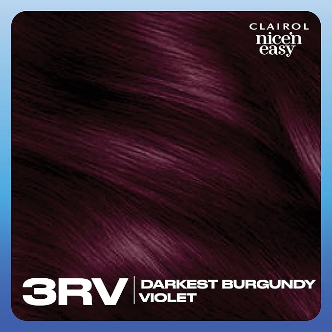 Clairol Nice'n Easy Permanent Hair Dye, 3RV Darkest Burgundy Violet Hair Color, Pack of 1