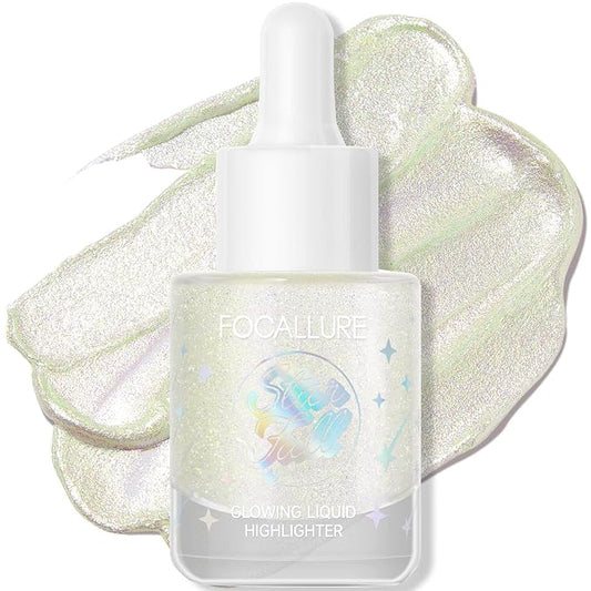 FOCALLURE Starfall Glowing Liquid Highlighter, Shimmering Body Oil, Non-Sticky Shimmer Liquid Luminizer, Non-Greasy, Face & Body Glitter Makeup for Costumes, Cosplay, Rave Festival, FIRELY FOREST