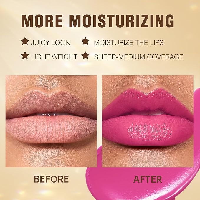 MAKI YIKA Hot Pink Lipstick for Women Moisture Hydrate Lipsticks Glossy Pink Lipsticks Sheer Finish Lightweight Tinted Lip Balm (Z06 Rose Up)