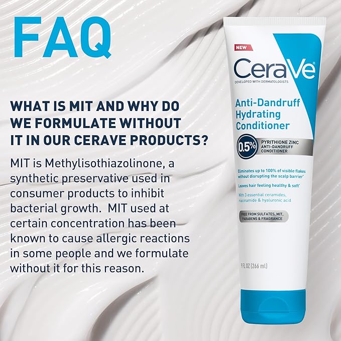 CeraVe Hydrating Anti Dandruff Conditioner, 0.5% Pyrithione Zinc Dandruff Treatment With Ceramides, Hyaluronic Acid & Niacinamide, Helps Eliminate Flakes & Reduce Itchy Scalp, Sulfate Free Conditioner